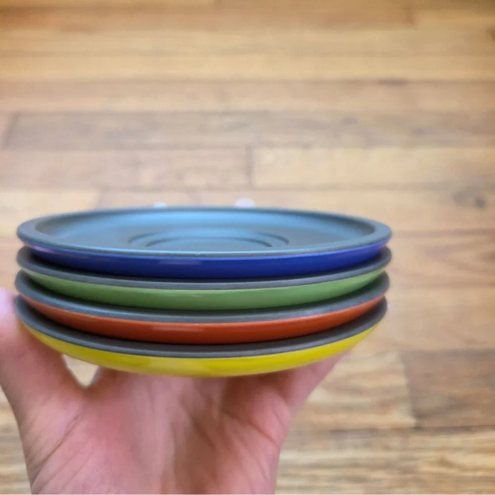 Nespresso espresso cup coasters yellow blue green red set of four